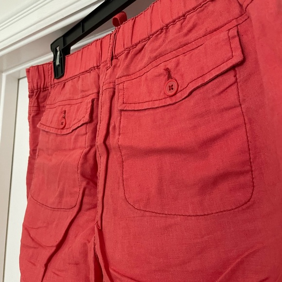 Joe Fresh colored linen capri crops size 8. Bright salmon - Picture 4 of 5